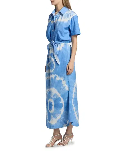 Elisamama Women's Toki Tie-Dye Midi-Shirtdress - Light Blue Tie Dye - Size XL | Thumbnail 4