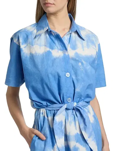 Elisamama Women's Toki Tie-Dye Midi-Shirtdress - Light Blue Tie Dye - Size XL | Thumbnail 6
