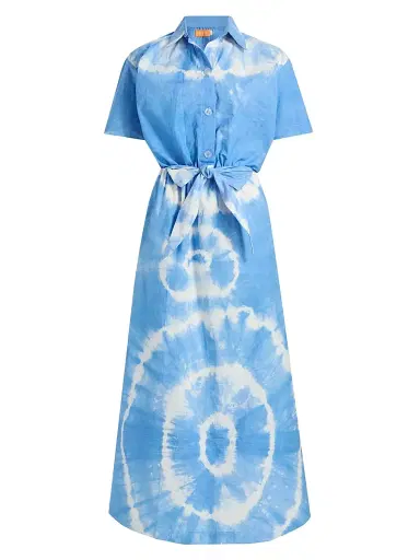 Elisamama Women's Toki Tie-Dye Midi-Shirtdress - Light Blue Tie Dye - Size XL | Thumbnail 1