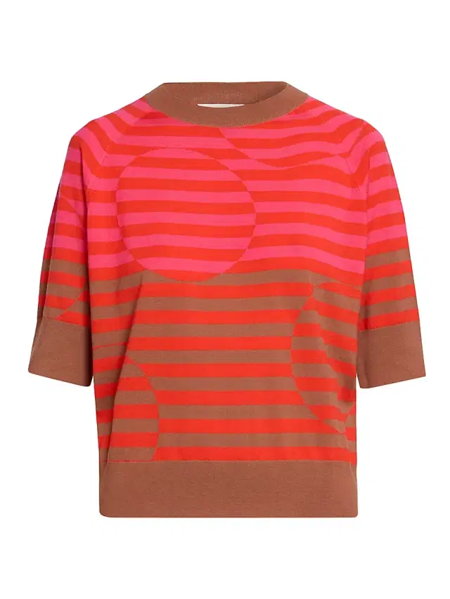 Dries Van Noten Women's Tuan Striped Wool Short-Sleeve Sweater - Light Rust