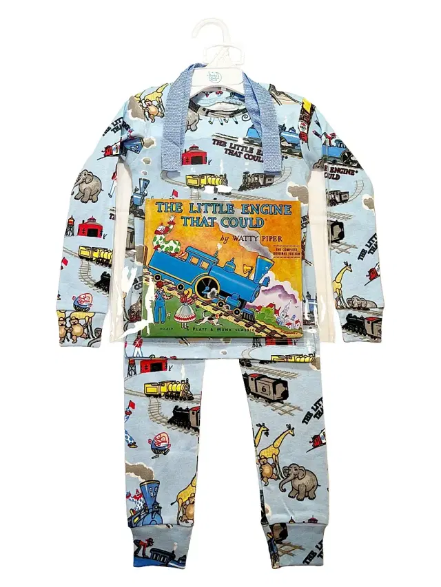 Little Boy's & Boy's Cotton 3-Piece Pajama & Book Set - Blue