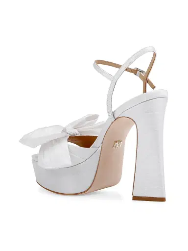 BADGLEY MISCHKA Women's Oliva 85MM Silk Bow Sandals - White Silk - Size 10 | Thumbnail 3 BADGLEY MISCHKA Women's Oliva 85MM Silk Bow Sandals - White Silk - Size 10 | Thumbnail 3
