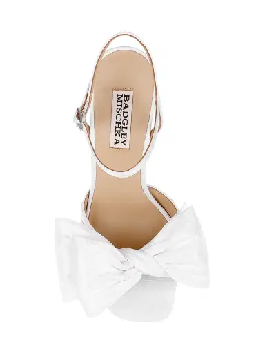 BADGLEY MISCHKA Women's Oliva 85MM Silk Bow Sandals - White Silk - Size 10 | Thumbnail 4 BADGLEY MISCHKA Women's Oliva 85MM Silk Bow Sandals - White Silk - Size 10 | Thumbnail 4