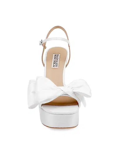 BADGLEY MISCHKA Women's Oliva 85MM Silk Bow Sandals - White Silk - Size 10 | Thumbnail 5 BADGLEY MISCHKA Women's Oliva 85MM Silk Bow Sandals - White Silk - Size 10 | Thumbnail 5