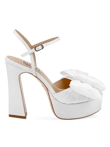 BADGLEY MISCHKA Women's Oliva 85MM Silk Bow Sandals - White Silk - Size 10 | Thumbnail 1 BADGLEY MISCHKA Women's Oliva 85MM Silk Bow Sandals - White Silk - Size 10 | Thumbnail 1