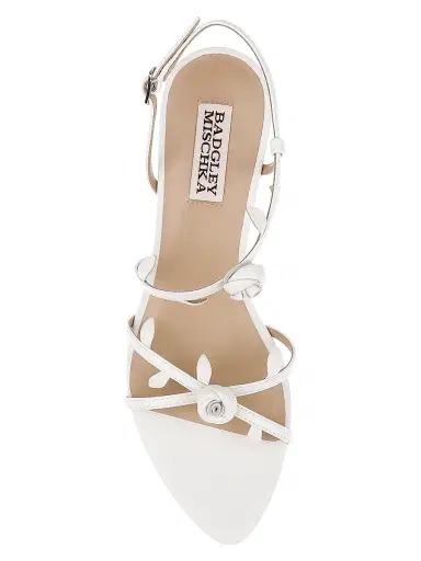 BADGLEY MISCHKA Women's Orland 50MM Floral Sandals - White Leather - Size 9 | Thumbnail 4