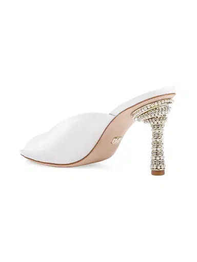 Badgley Mischka Women's Oakdale 85MM Embellished Heel Silk Sandals - Ivory Silk | Thumbnail 3 Badgley Mischka Women's Oakdale 85MM Embellished Heel Silk Sandals - Ivory Silk | Thumbnail 3