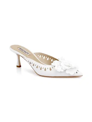 BADGLEY MISCHKA Women's Oriana 65MM Laser Cut Mules - White - Size 11 | Thumbnail 2 BADGLEY MISCHKA Women's Oriana 65MM Laser Cut Mules - White - Size 11 | Thumbnail 2