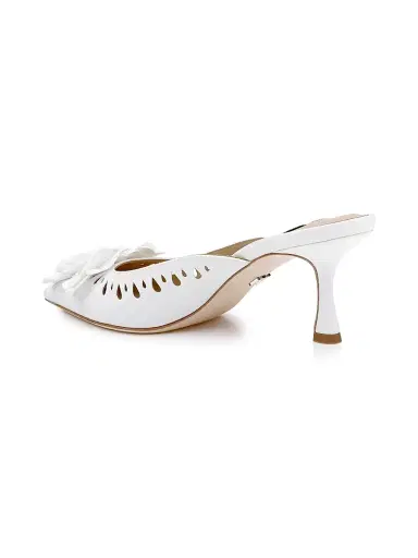BADGLEY MISCHKA Women's Oriana 65MM Laser Cut Mules - White - Size 11 | Thumbnail 3 BADGLEY MISCHKA Women's Oriana 65MM Laser Cut Mules - White - Size 11 | Thumbnail 3