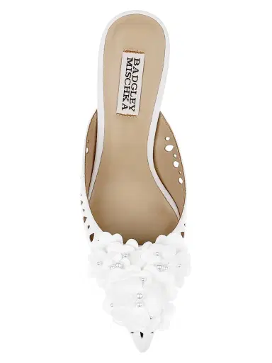 BADGLEY MISCHKA Women's Oriana 65MM Laser Cut Mules - White - Size 11 | Thumbnail 4 BADGLEY MISCHKA Women's Oriana 65MM Laser Cut Mules - White - Size 11 | Thumbnail 4