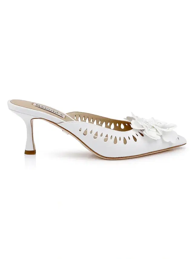 Badgley Mischka Women's Oriana 65MM Laser Cut Mules - White