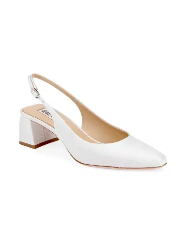 BADGLEY MISCHKA Women's Oaklee 50MM Silk Slingback Pumps - Ivory Silk - Size 11 | Thumbnail 2