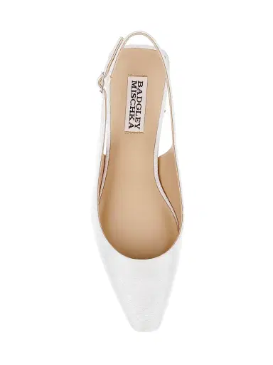 BADGLEY MISCHKA Women's Oaklee 50MM Silk Slingback Pumps - Ivory Silk - Size 11 | Thumbnail 4