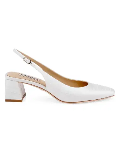 BADGLEY MISCHKA Women's Oaklee 50MM Silk Slingback Pumps - Ivory Silk - Size 11 | Thumbnail 1