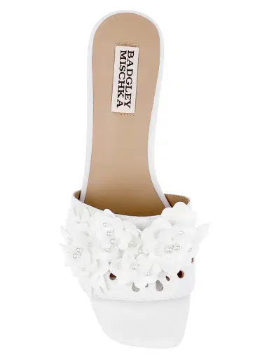 BADGLEY MISCHKA Women's Oralia 40MM Floral Sandals - White - Size 11 | Thumbnail 4