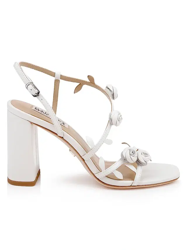 Women's Orsola Floral Block-Heel Leather Sandals - White Leather