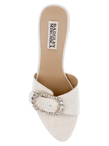 BADGLEY MISCHKA Women's Odetta 75MM Embellished Slip-On Sandals - Chalk - Size 11 | Thumbnail 4 BADGLEY MISCHKA Women's Odetta 75MM Embellished Slip-On Sandals - Chalk - Size 11 | Thumbnail 4