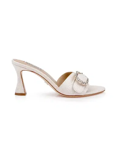 BADGLEY MISCHKA Women's Odetta 75MM Embellished Slip-On Sandals - Chalk - Size 11 | Thumbnail 1 BADGLEY MISCHKA Women's Odetta 75MM Embellished Slip-On Sandals - Chalk - Size 11 | Thumbnail 1