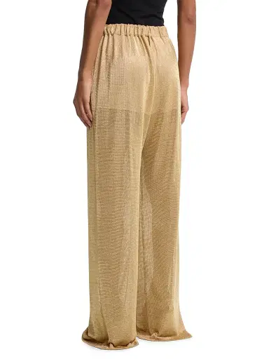 Alberta Ferretti Women's Metallic Wide-Leg Pants - Shiny Gold - Size Medium | Thumbnail 5