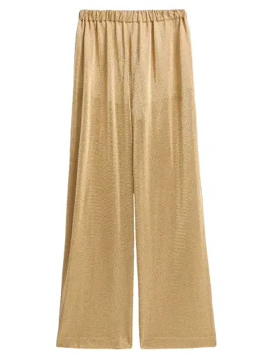 Alberta Ferretti Women's Metallic Wide-Leg Pants - Shiny Gold - Size Medium | Thumbnail 1