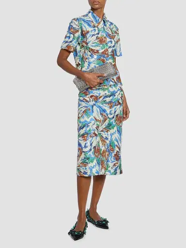 Rabanne Women's Sequined Abstract Floral Midi-Skirt - Abstract Flowers Blue Or - Size 10 | Thumbnail 2