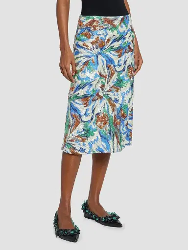 Rabanne Women's Sequined Abstract Floral Midi-Skirt - Abstract Flowers Blue Or - Size 10 | Thumbnail 4