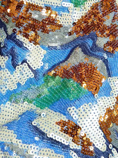 Rabanne Women's Sequined Abstract Floral Midi-Skirt - Abstract Flowers Blue Or - Size 10 | Thumbnail 7