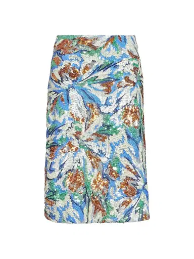 Rabanne Women's Sequined Abstract Floral Midi-Skirt - Abstract Flowers Blue Or - Size 10 | Thumbnail 1