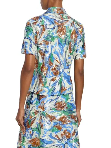 Rabanne Women's Sequined Abstract Floral Shirt - Abstract Flowers Blue Or | Thumbnail 5 Rabanne Women's Sequined Abstract Floral Shirt - Abstract Flowers Blue Or | Thumbnail 5