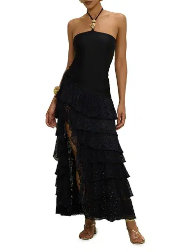 PatBo Women's Martina Ruffle Maxi Cover-Up Skirt - Black - Size XS | Thumbnail 2