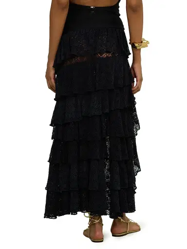 PatBo Women's Martina Ruffle Maxi Cover-Up Skirt - Black - Size XS | Thumbnail 5