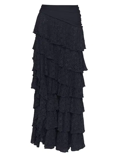 PatBo Women's Martina Ruffle Maxi Cover-Up Skirt - Black - Size XS | Thumbnail 1