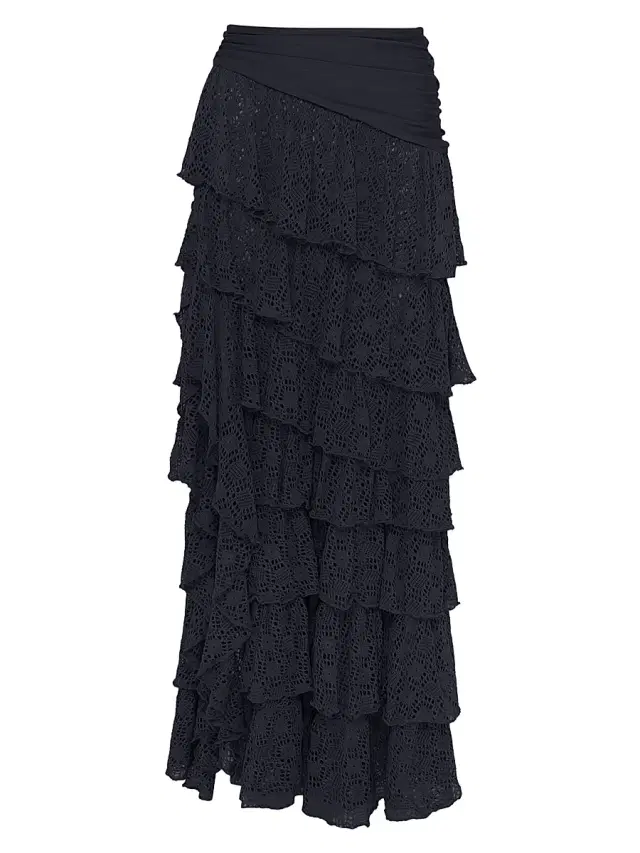 PatBO Women's Martina Ruffle Maxi Cover-Up Skirt - Black