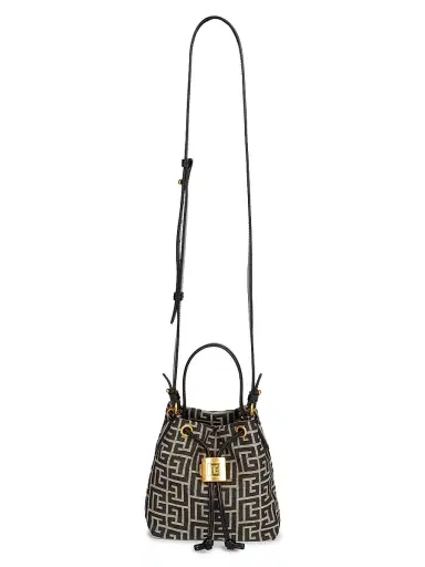 Balmain Women's Pulse Monogram Jacquard Bucket Bag - Ivoire Noir | Thumbnail 5 Balmain Women's Pulse Monogram Jacquard Bucket Bag - Ivoire Noir | Thumbnail 5