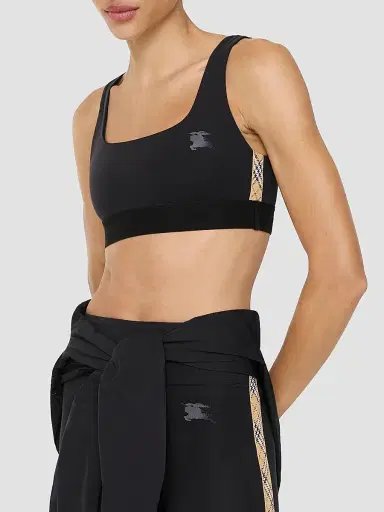Burberry Women's Alana Stretch Nylon Check Trim Bra Top - Black - Size XXL | Thumbnail 3