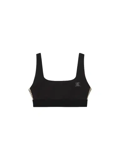 Burberry Women's Alana Stretch Nylon Check Trim Bra Top - Black - Size XXL | Thumbnail 1