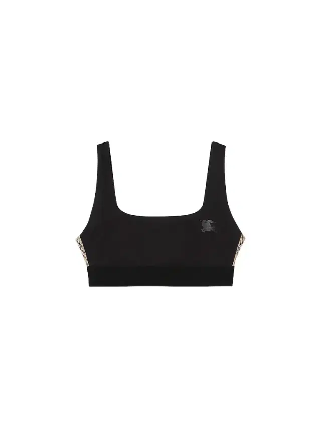 Burberry Women's Alana Stretch Nylon Check Trim Bra Top - Black
