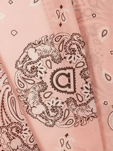 FERRAGAMO Women's Arabesque Cotton-Silk Bandana - Rosa | Thumbnail 3 FERRAGAMO Women's Arabesque Cotton-Silk Bandana - Rosa | Thumbnail 3