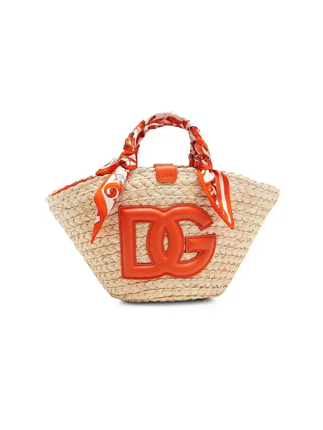 Dolce & Gabbana Women's Majolica Arancio-Print Straw Bucket Bag - Maiolica Orange