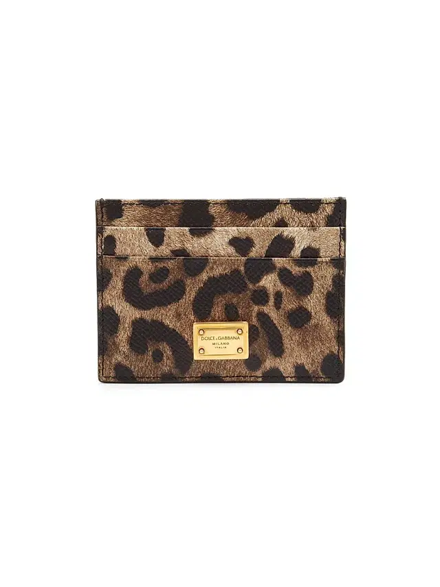Dolce & Gabbana Women's Logo Leopard-Print Leather Card Case - Leo New