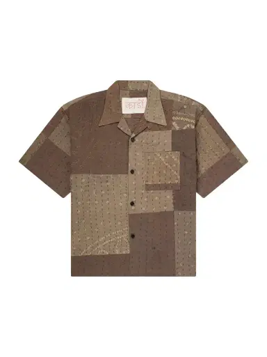 Kardo Rohit Bandhani Convertible-Collar Patchwork Embroidered Cotton Shirt - Men | Thumbnail 1 Kardo Rohit Bandhani Convertible-Collar Patchwork Embroidered Cotton Shirt - Men | Thumbnail 1