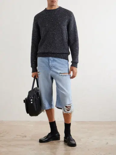 Acne Studios Wide-Leg Distressed Denim Shorts - Men | Thumbnail 2 Acne Studios Wide-Leg Distressed Denim Shorts - Men | Thumbnail 2