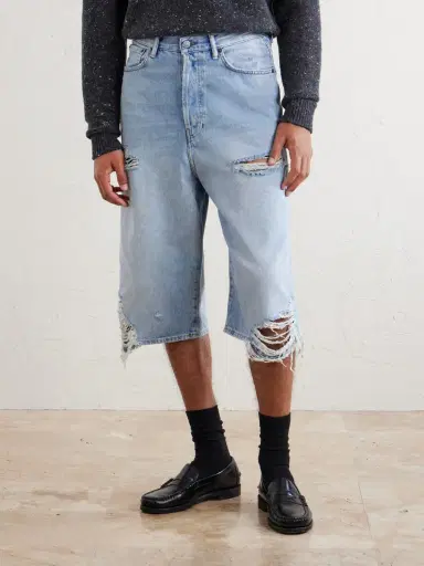 Acne Studios Wide-Leg Distressed Denim Shorts - Men | Thumbnail 3 Acne Studios Wide-Leg Distressed Denim Shorts - Men | Thumbnail 3