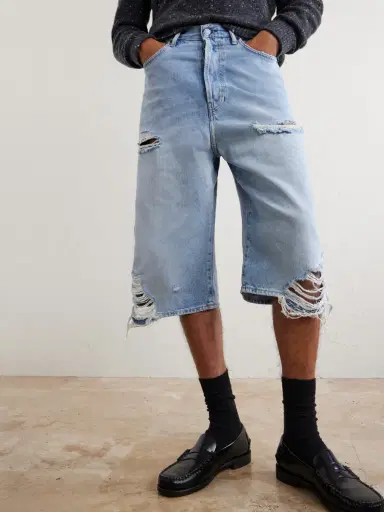 Acne Studios Wide-Leg Distressed Denim Shorts - Men | Thumbnail 6 Acne Studios Wide-Leg Distressed Denim Shorts - Men | Thumbnail 6