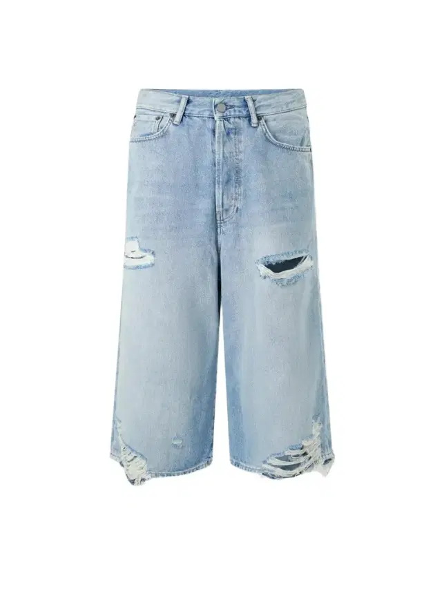 Wide-Leg Distressed Denim Shorts - Men