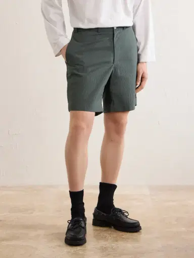 Beams Plus Straight-Leg Checked Seersucker Shorts - Men | Thumbnail 3 Beams Plus Straight-Leg Checked Seersucker Shorts - Men | Thumbnail 3