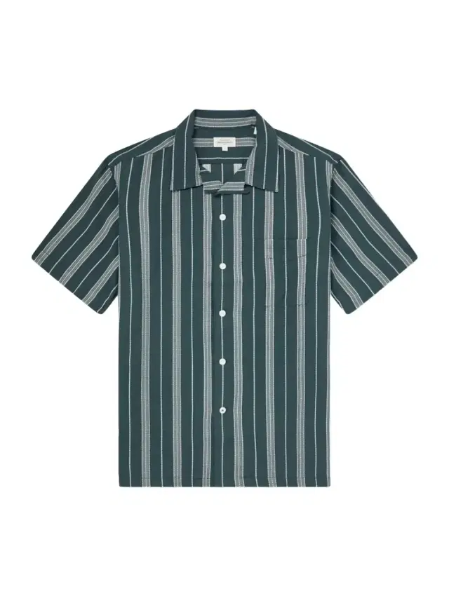 New Palmito MC Camp-Collar Striped Cotton Shirt - Men