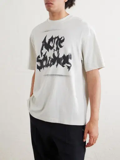 Acne Studios Logo-Print Distressed Cotton-Blend Jersey T-Shirt - Men | Thumbnail 3