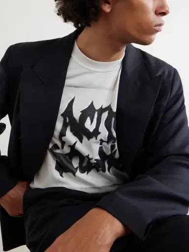 Acne Studios Logo-Print Distressed Cotton-Blend Jersey T-Shirt - Men | Thumbnail 5