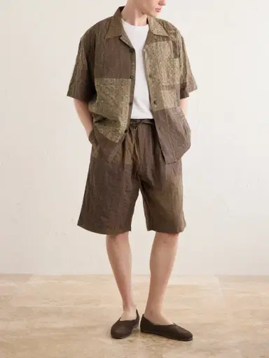Kardo Milo Bandhani Straight-Leg Embroidered Cotton Drawstring Shorts - Men | Thumbnail 2